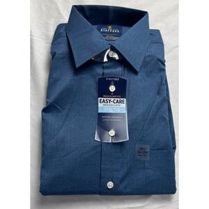 Stafford Mens Easy Care Stretch  Dress Shirt Regular Fit Blue 15.5 34-35